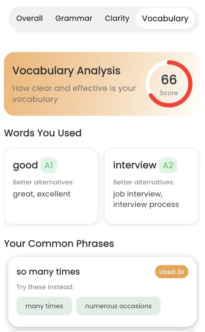 Vocabulary analysis
